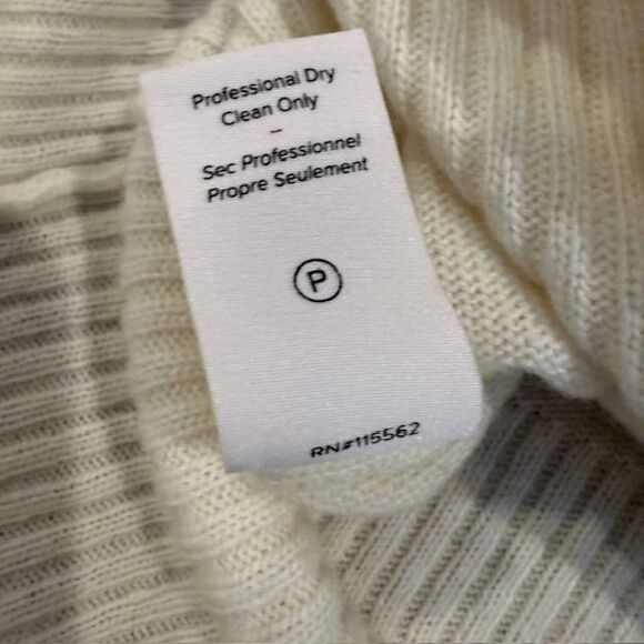 Cinq a Sept Cashmere Wool Blend Palomino Ribbed Ruffle Sweater Ivory Size Small - Picture 7 of 11